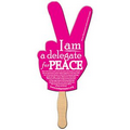 Peace Sign Stock Shape Fan w/ Wooden Stick